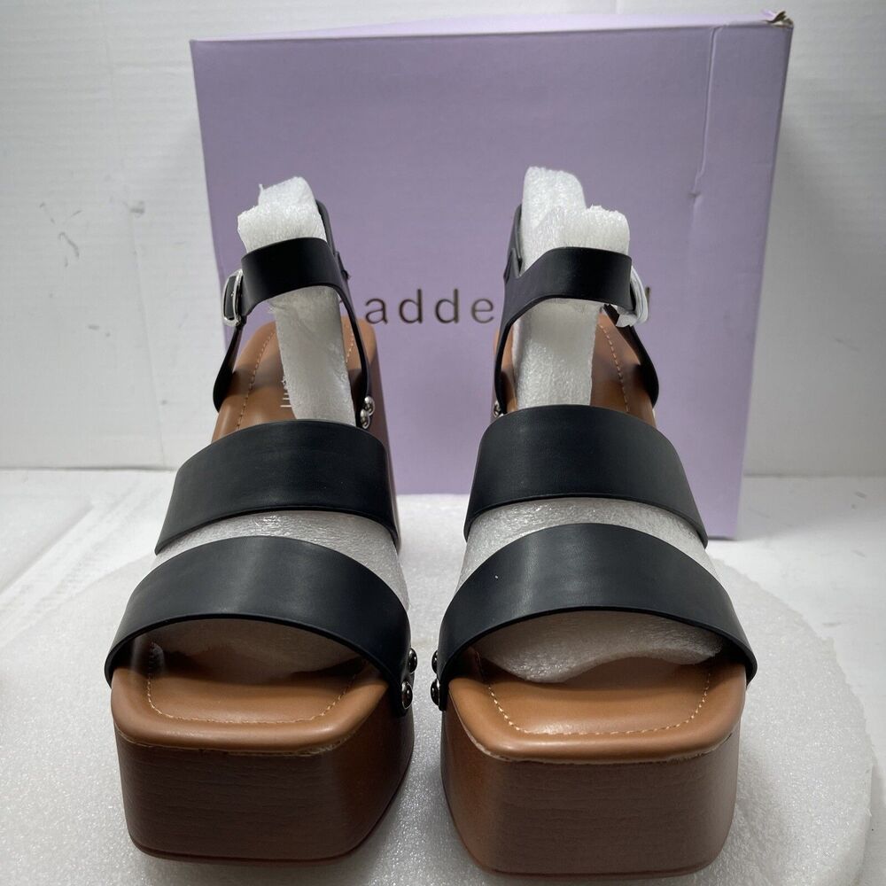 Madden Girl Greenville Studded Platform Sandals, Black, Women Size 9.5 Item#656